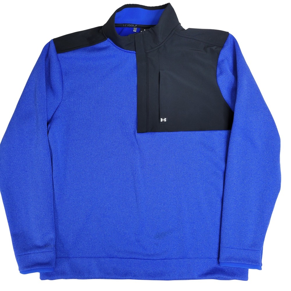 Under Armour Golf Storm 1/4 Zip Pullover‎ Mens XL Royal Blue Black Textured Top